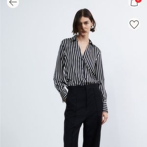 H&M Satiny Striped Blouse -EUC